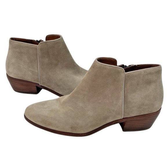 *Sam Edelman Petty Ankle Booties Womens Size 7.5 Taupe Suede Leather Zip Boots - Picture 8 of 13